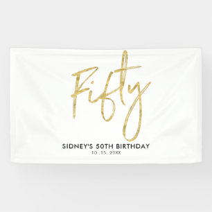 Begrüßungsbanner der 50. Geburtstagsparty aus Gold Banner