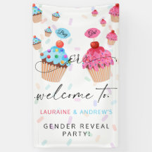 Begrüßungsbanner für Cupcake Gender Reveal Party