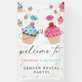 Begrüßungsbanner für Cupcake Gender Reveal Party Banner
