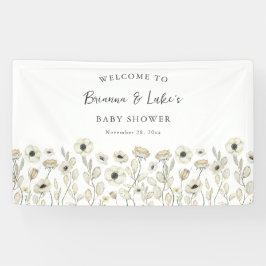 Begrüßungsbanner für die White Floral Baby Dusche Banner