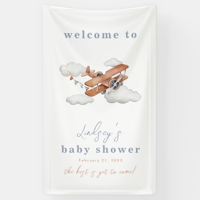 Begrüßungsbanner für Flugzeug-Babydusche Banner (Vertikal)