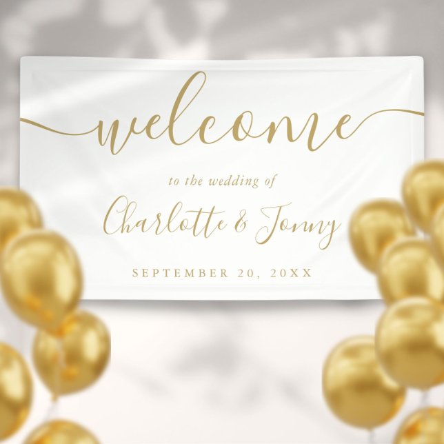 Begrüßungsbanner für Goldsignatur Banner (Gold Signature Script Wedding Welcome Banner)