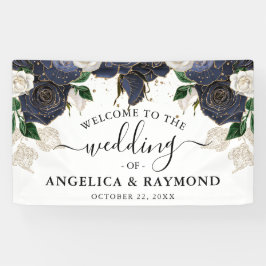 Begrüßungsbanner für Hochzeiten von Navy & White F Banner