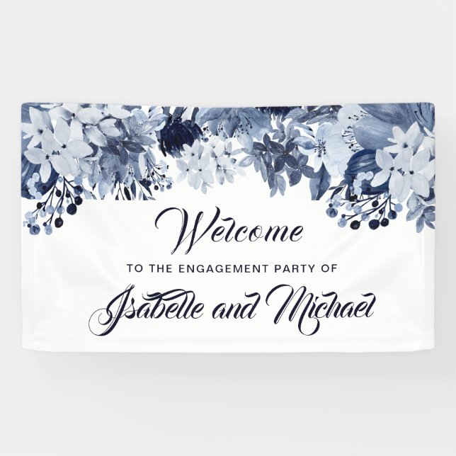 Begrüßungsbanner für Indigo Blue Floral Engagement Banner (Horizontal)