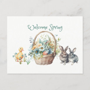 Begrüßungsblumenkörbe, Bunnies, Duckling Postkarte