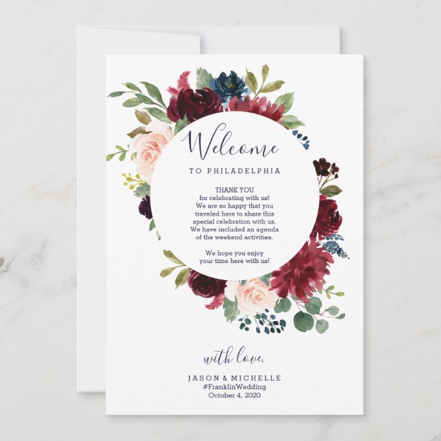 Begrüßungsbrief des Hotel Wedgeary - Burgund Einladung (Vorderseite)