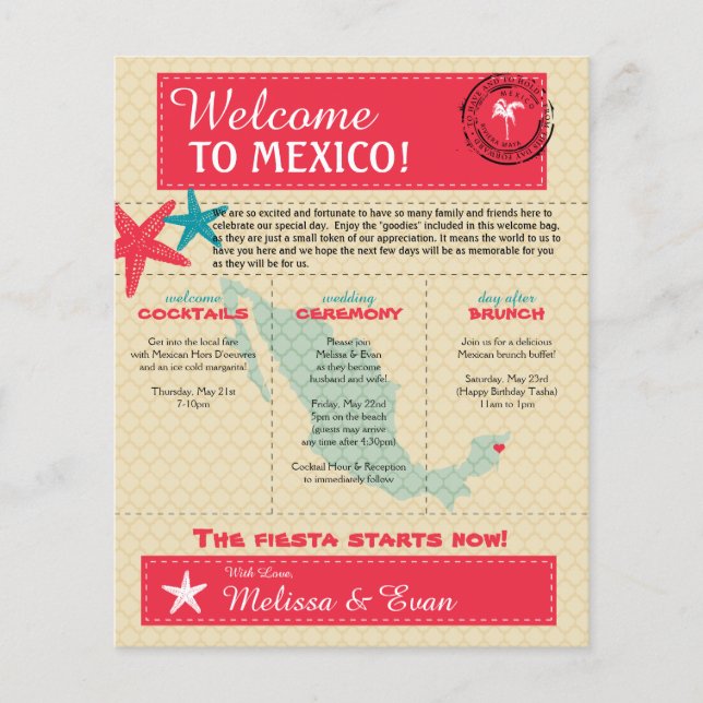 Begrüßungsbrief für Riviera Maya Mexico (Vorderseite)