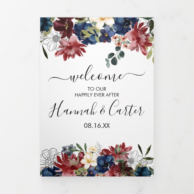 Begrüßungsbrief und Ausflug der Burgunder Marine Dreifach-gefaltete Programmkarte (Cover)