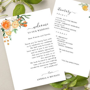 Begrüßungsbrief und Reisekarte von Citrus Wedding Einladung