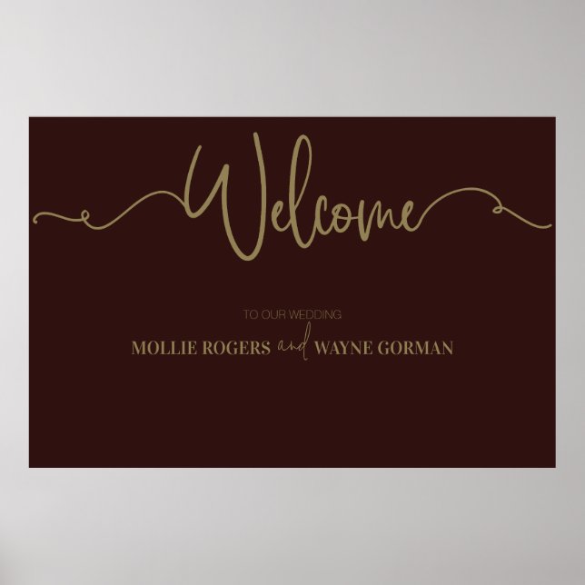 Begrüßungsdruck Burgund Floral Wedding Poster (Vorne)