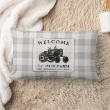 Begrüßungsfamilie Name Farm Traktor Weiß Kariert