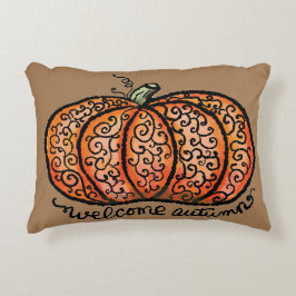 Begrüßungsfiligraner Kürbis Dekokissen