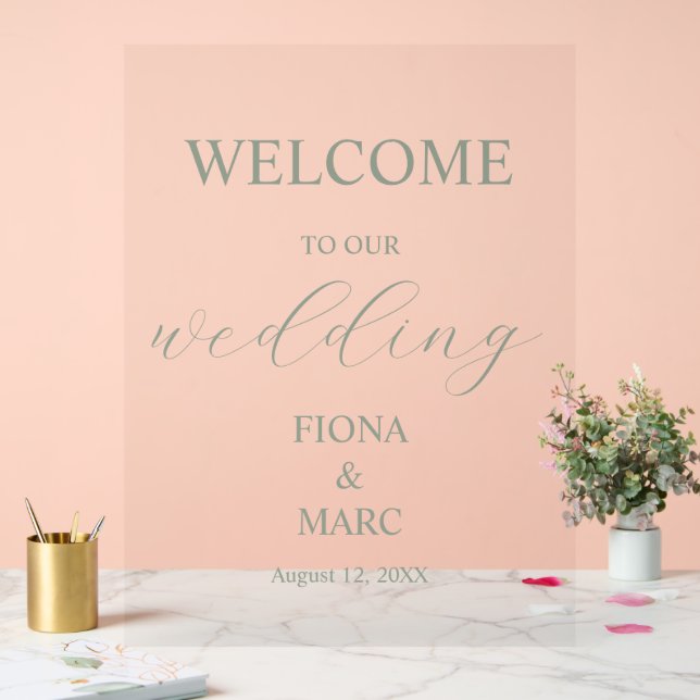 Begrüßungsgrün Hochzeit elegant Acrylschild (Hochzeit)