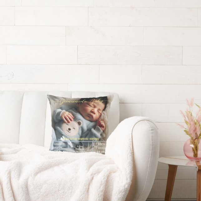BegrüßungsjungBaby | Benutzerdefiniertes Foto Neug Kissen (Liege)
