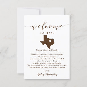Begrüßungskarte, Brief und Route von Texas