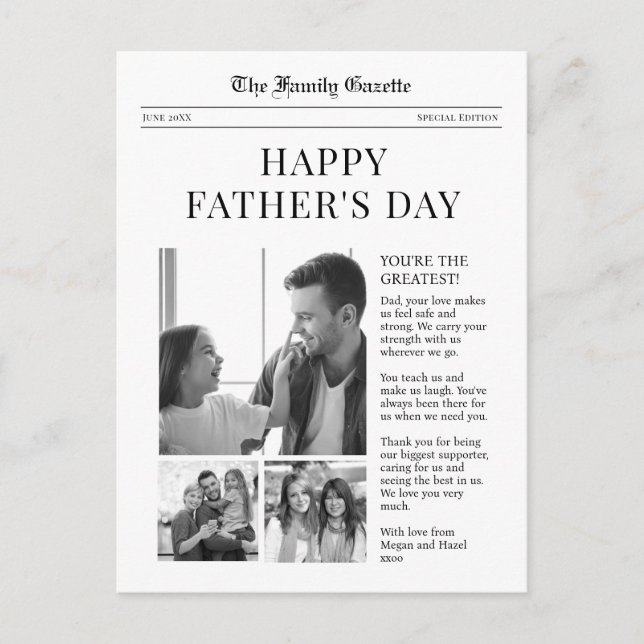 Begrüßungskarte des Newspapiers Feiertagspostkarte (Vorderseite)