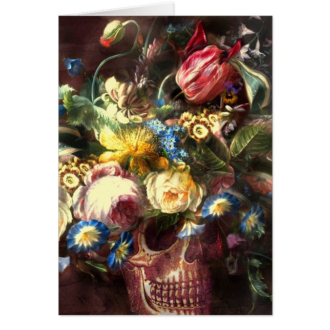 Begrüßungskarte Skull Bouquet (Vorne)