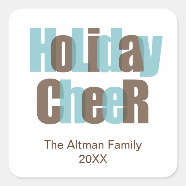 Begrüßungsmarke für das blaue Overlay für Holiday  Quadratischer Aufkleber (Vorderseite)