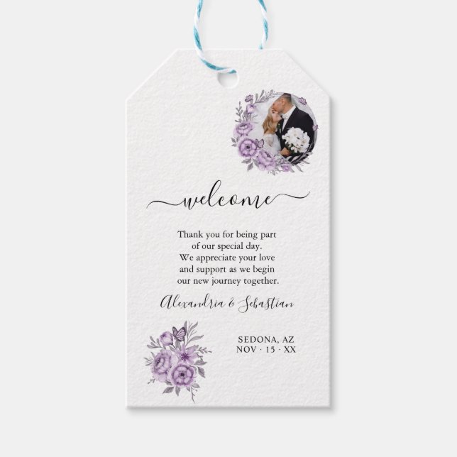 Begrüßungsmarke für Gastgeschenk Hochzeiten Geschenkanhänger (Vorderseite)