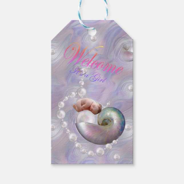 Begrüßungsmarken für Mädchen-Duschgeschenke Geschenkanhänger (Vorderseite)