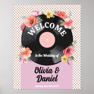 Begrüßungsmusikrekord Hochzeit florale Zeichen der Poster
