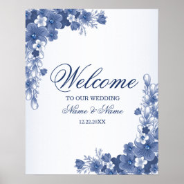 Begrüßungsparty Blumenblauer Rosengarten Elegante Poster