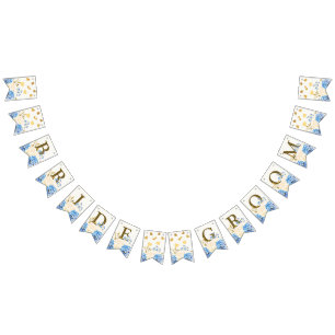 Begrüßungsparty Golden Blue Yellow Floral Wimpelkette