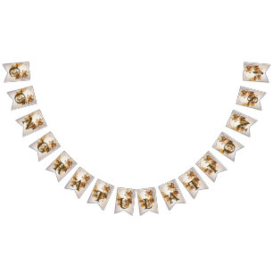 Begrüßungsparty Golden Orange Weiße Blume Wimpelkette