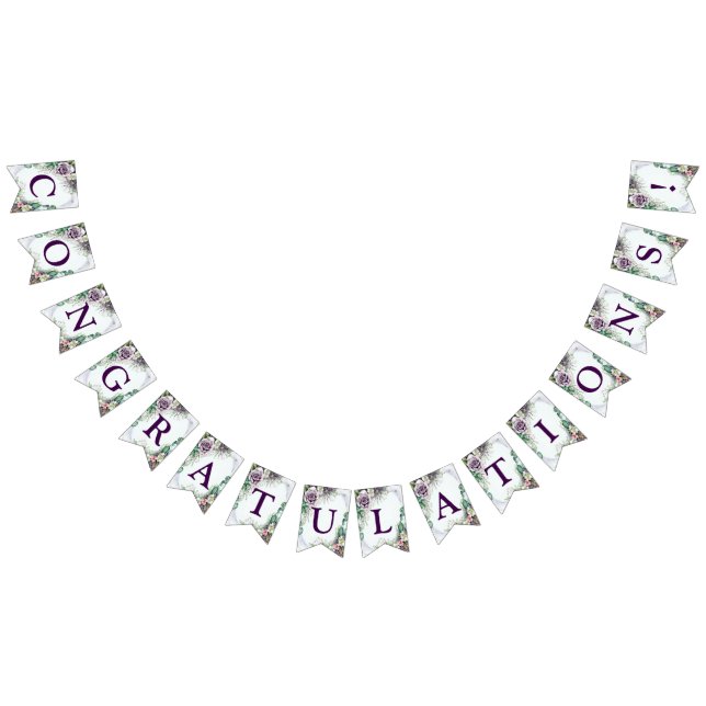Begrüßungsparty Lila Blumengrün Wimpelkette (Alle)