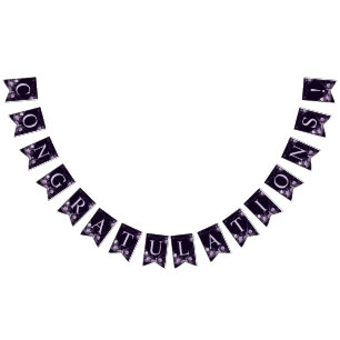 Begrüßungsparty Lila Blumenrahmen Wimpelkette