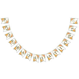 Begrüßungsparty Orange Yellow Red Floral Wimpelkette