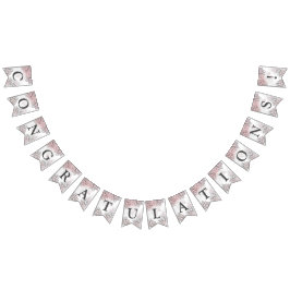 Begrüßungsparty Rosa Blume Silber Elegant Wimpelkette