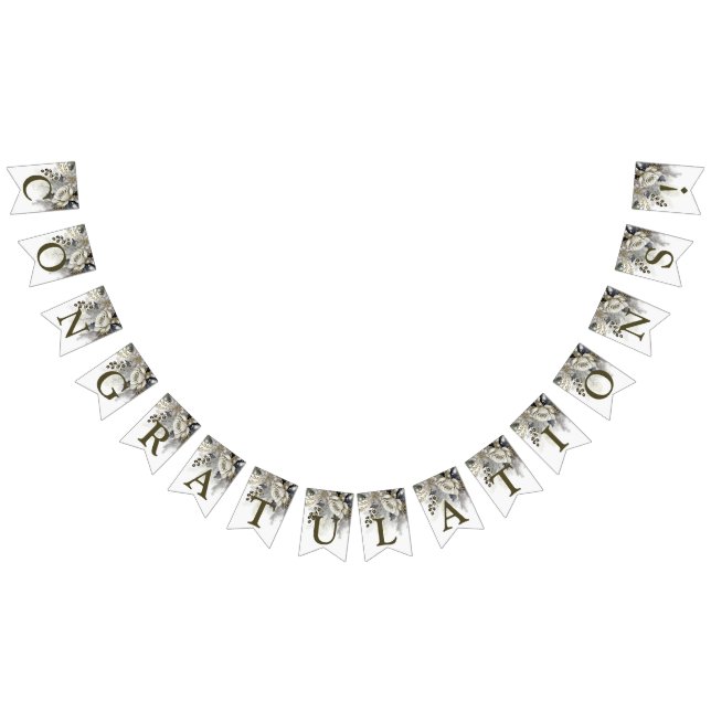 Begrüßungsparty Silver Golden White Roses Wimpelkette (Alle)