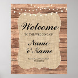 Begrüßungsposter Burlap Sign Wedding Wood Poster
