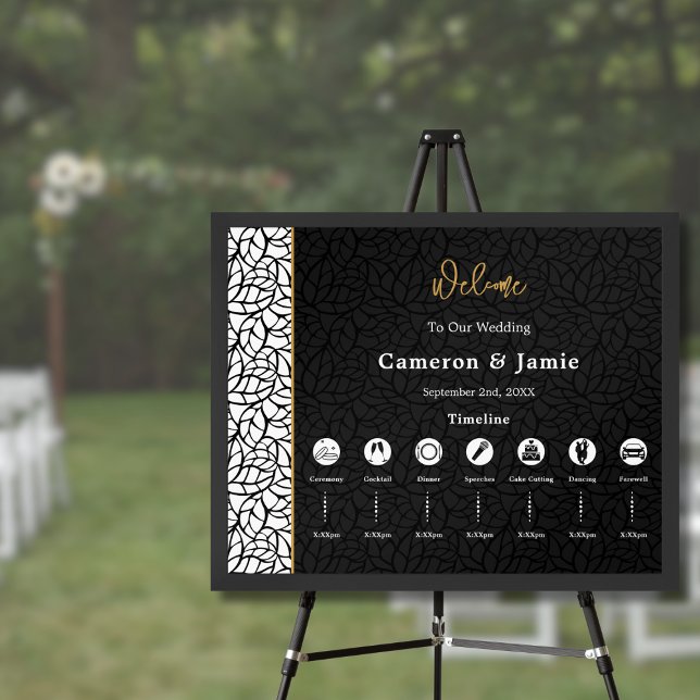 Begrüßungsprogramm für botanische Hochzeiten Poster (Botanical Wedding Welcome Timeline Program Poster)