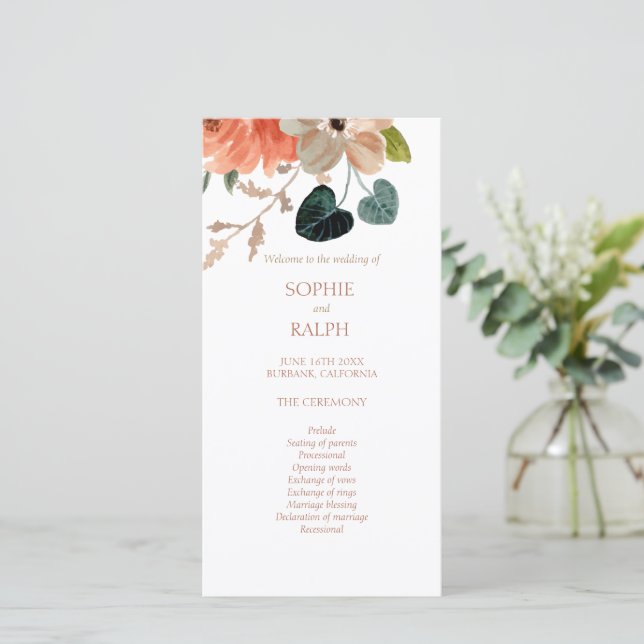 Begrüßungsprogramm für die Hochzeit von weißer Flo (Stehend Vorderseite)