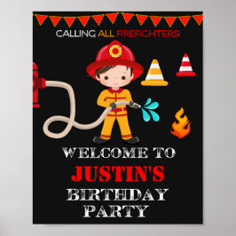Begrüßungsschild des Feuerwehrmanns Party Poster