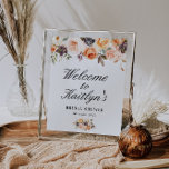 Begrüßungsschild für das blumengeschmückte Brautpa Poster<br><div class="desc">schöne Aquarellfarben vergolden und erröten Blume. Der Text und die Farben auf diesem Zeichenposter können bearbeitet werden.</div>