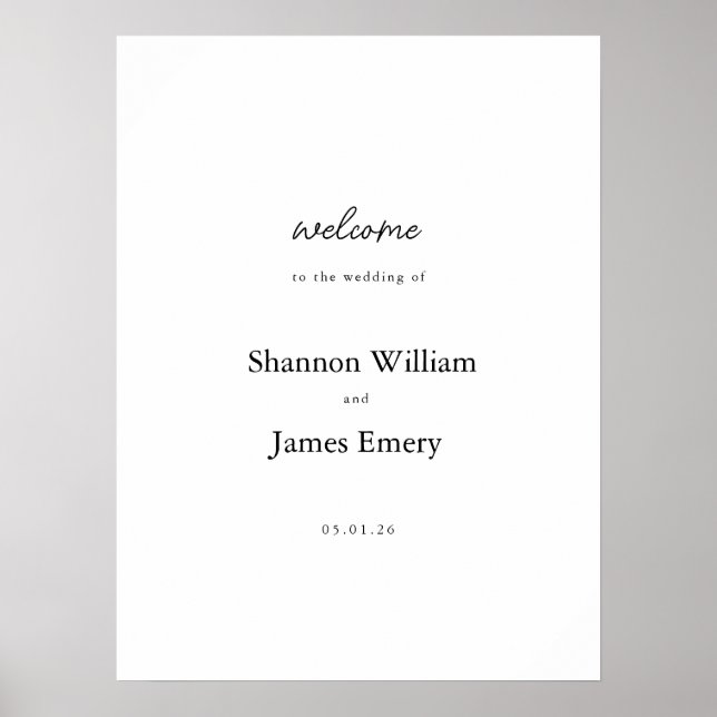 Begrüßungsschild Poster staubblauer Moderner Empfa (Vorne)