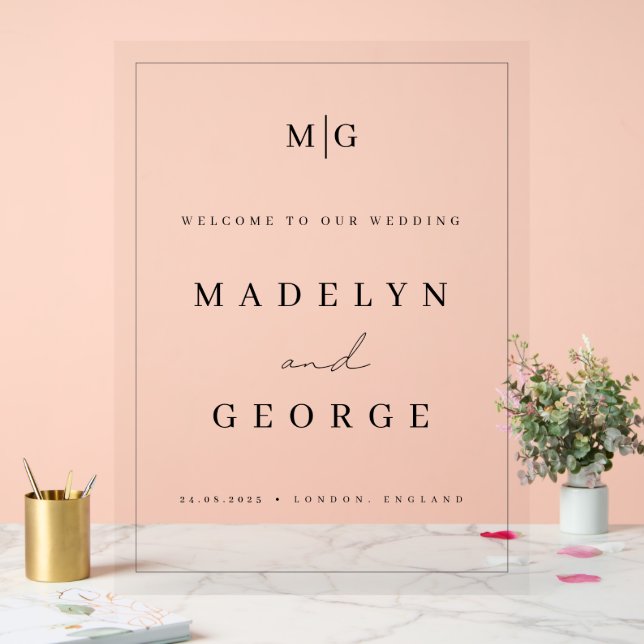 Begrüßungssignatur Minimalistisch Acrylschild (Hochzeit)