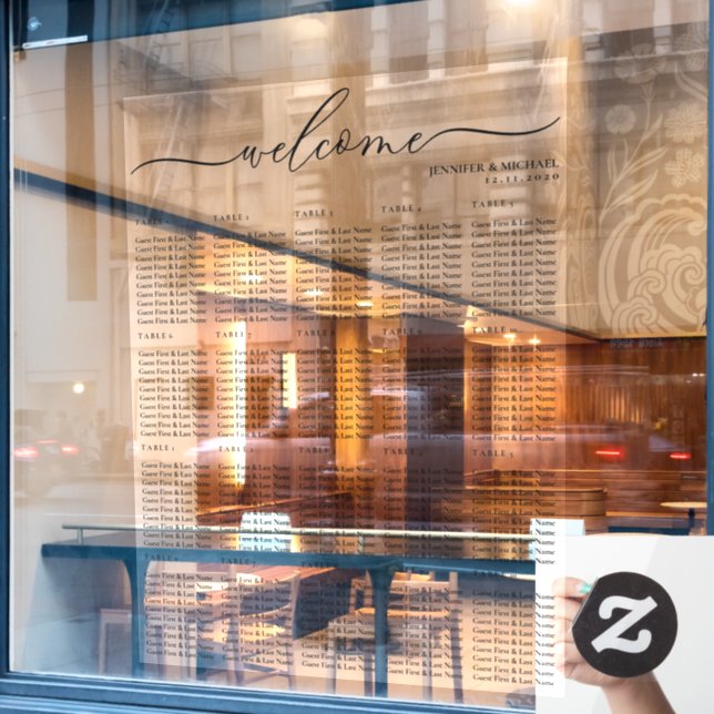 Begrüßungssitzkarte 20 Tischnummern Fensteraufkleber (Café-Fenster)