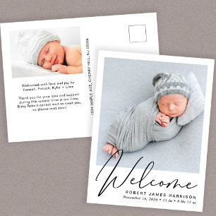 Begrüßungsskript-Foto Birth Ankündigungspostkarte