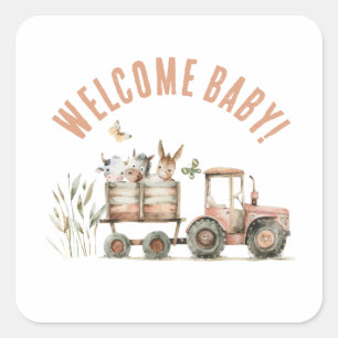 Begrüßungstafel für die Babylandfarm Quadratischer Aufkleber