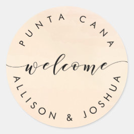 Begrüßungstags für Begrüßungsverpackung im Apricot Runder Aufkleber