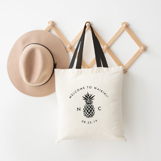 Begrüßungstasche | Ananas Monogramm Tragetasche (Von Creator hochgeladen)