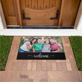 Begrüßungstext mit Familientext, schwarz Fußmatte