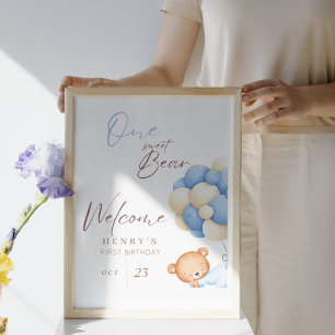 Begrüßungstiere Bärenpastel Junge 1. Geburtstag Pa Poster