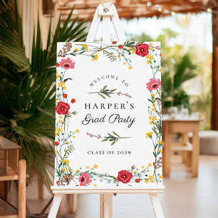 Begrüßungsunterschrift der Wildblume Graduation Pa Poster
