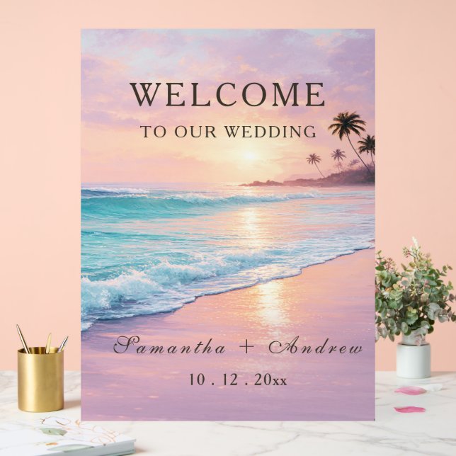 Begrüßungsunterschrift für Beach Wedding Acrylschild (Hochzeit)