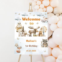 Begrüßungsunterschrift für niedliche Waldtiere